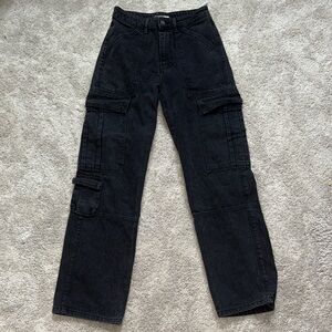 STA Black Denim Cargo Pants